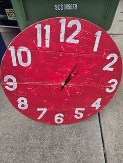 Hand crafted large wooden rustic wall clock