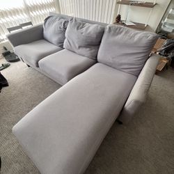 3-Seat Sofa with Chaise – Light Grey – Great Condition