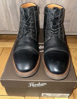 Men’s Florsheim Black Leather Lodge CT Boots Size 9.5 M 14(contact info removed)12