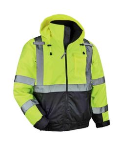 Brand New Men's X-Large Lime Quilted Bomber Jacket High Visibility Reflective Quilted Bomber Jacket