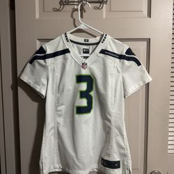 NFL Nike Seattle Seahawks Football Jersey White 3 Russel WILSON Women's Medium
