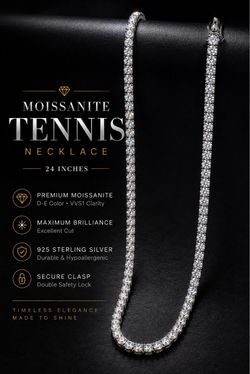 🔥 24” 3MM MOISSANITE TENNIS NECKLACE — $175 🔥