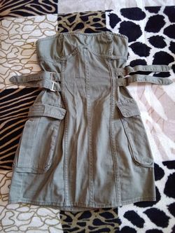 Strapless Dark Green Mini Dress