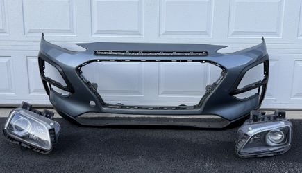 2018 2019 2020 2021 HYUNDAI KONA FRONT BUMPER OEM ORIGINAL + HEADLIGHT