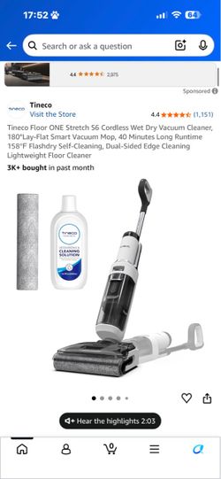 Tineco Floor ONE Stretch S6 Cordless Wet Dry Vacuum