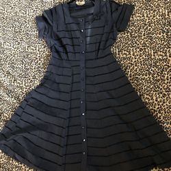Vintage Navy Blue 1950s Evening Casual Dress