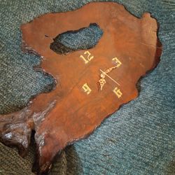 Wood Slab Clock/ Battery 26 "