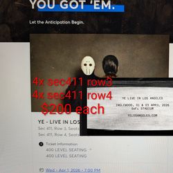 Ye live in Los Angeles Sofi 4/1/26 Wednesday