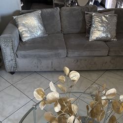 Light grey L sectional couch