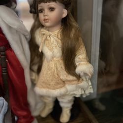Collectible Porcelian Doll On Stand 