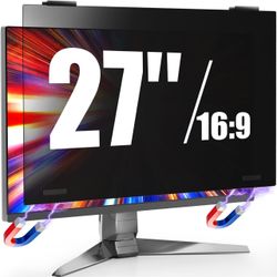 Magnetic Privacy Screen for 27 Inch 16:9 Computer Monitor, Removable Anti Blue Light shield for Eyes Protection, Hanging Anti-Spy Privacy Filter with 