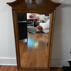 Ethan Allen Solid Wood Wall Mirror Traditional Colonial Style Brown Finish
