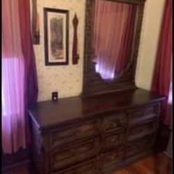 Vintage Wooden Vanity, Dresser, Two Bedside Tables, Dovetail Drawers 