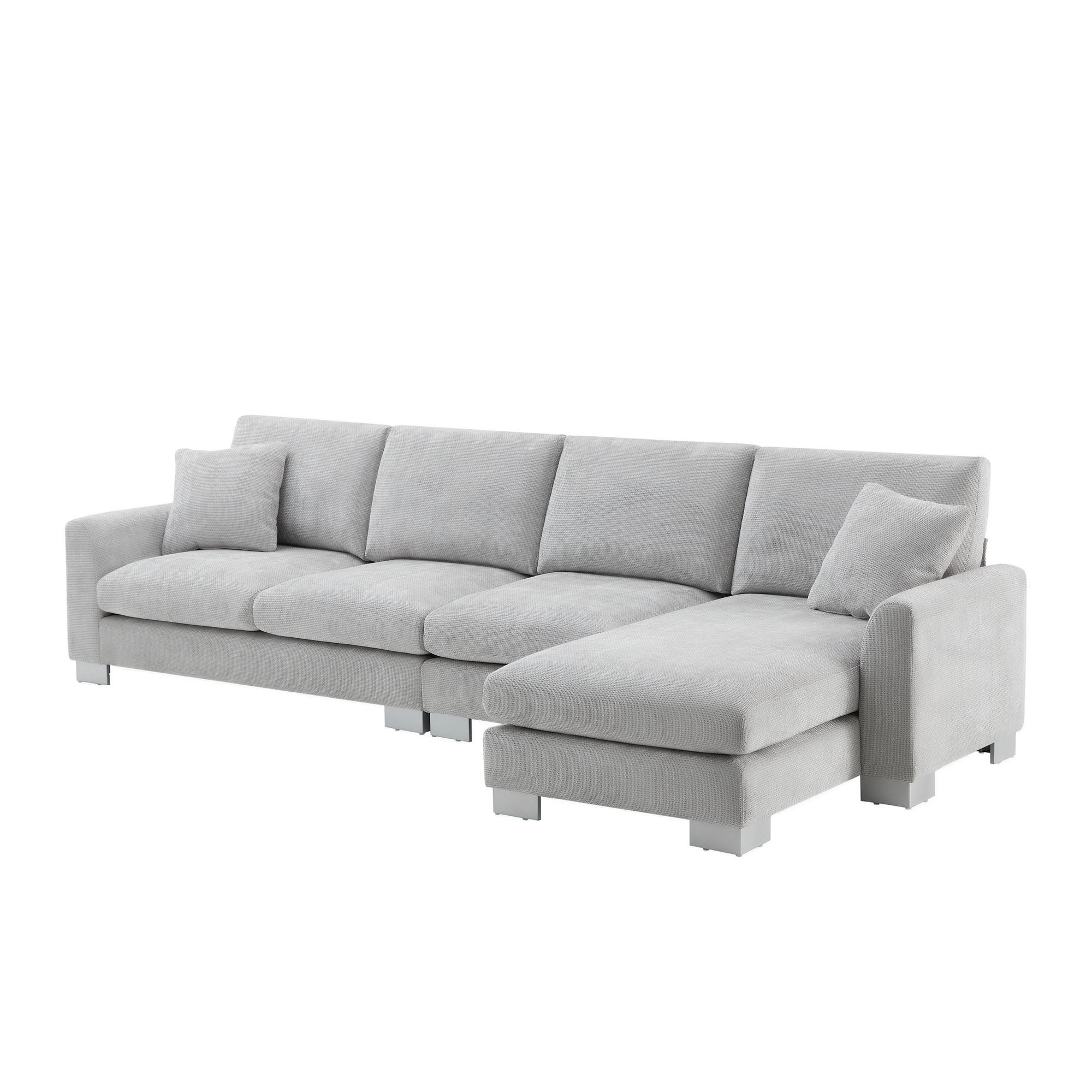119*55 Modern Oversized Sectional Sofa,L-shaped Luxury Couch Set with 2 Free pillows,5-seat Chenille Indoor Furniture with Chaise for Living Room,Apar