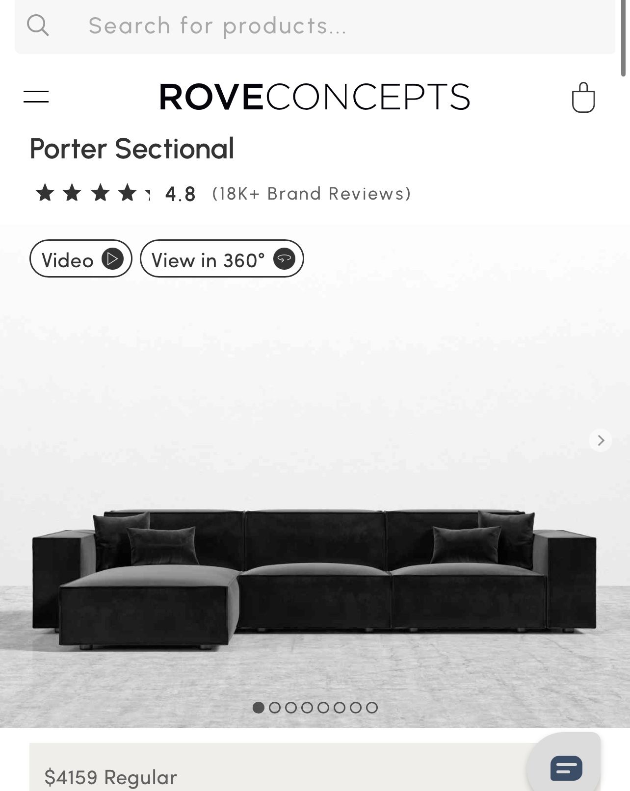 Rove Concept Velvet Black Sectional Sofa 
