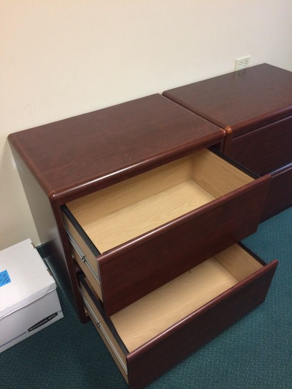 Desks and file cabinets