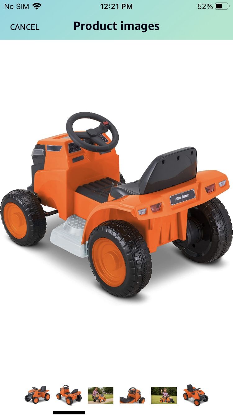 Kid Trax Mow & Go Lawn Mower Toddler Electric Ride On Toy, 6 Volt, Kids 1.5-2.5 Years Old, Max Rider Weight 44 lbs, Orange