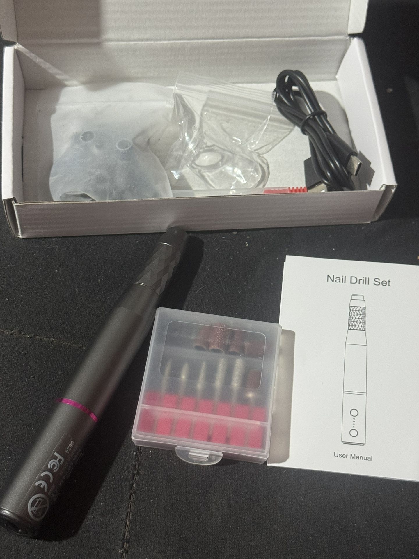 Electric Nail Drill Machine Professional, Rechargeable Cordless Nail File with Bits Kit for Acrylic Gel Dip Nails, Efile Manicure and Pedicure Kit for