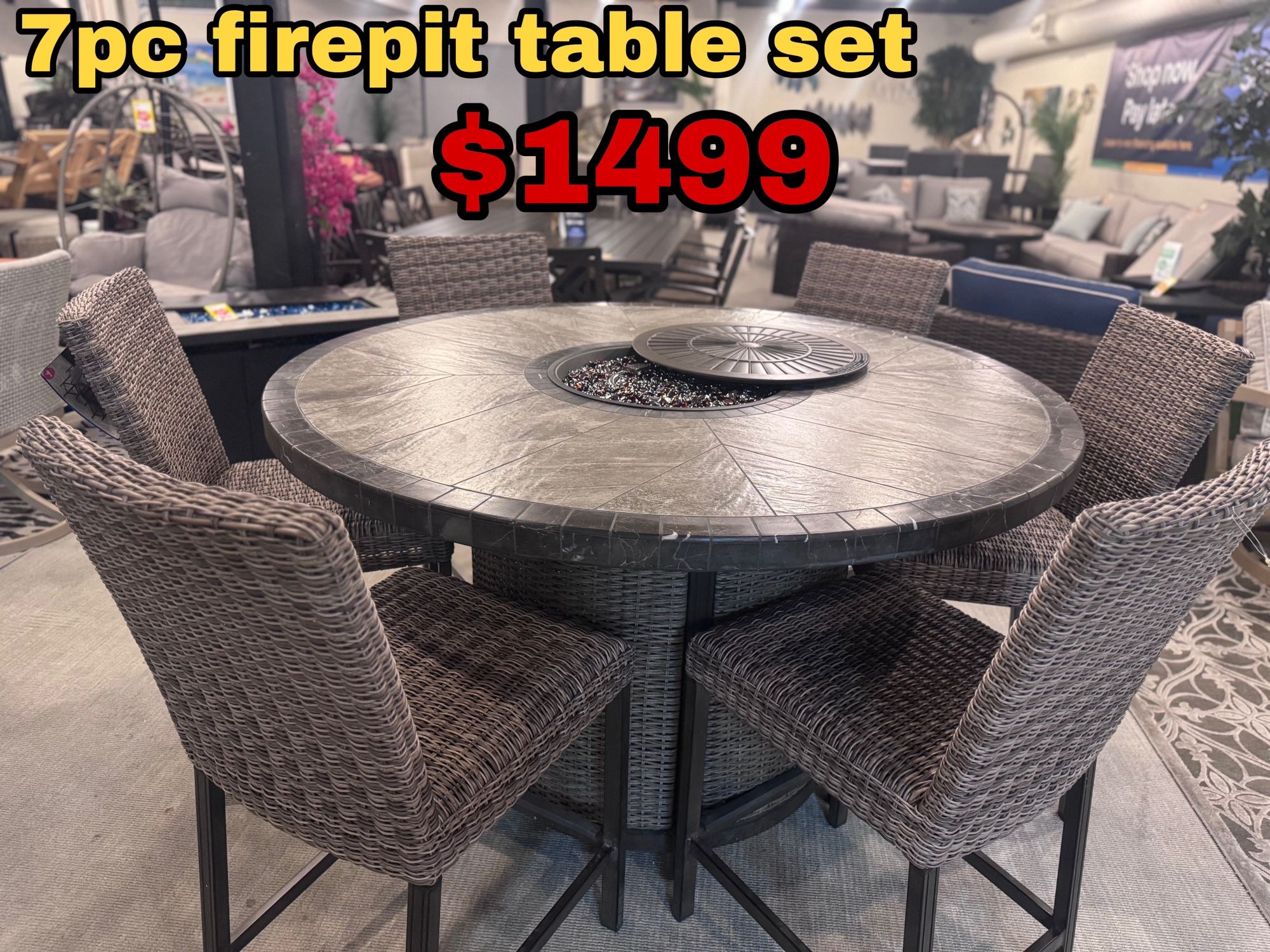 7pc Wicker Firepit