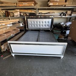 King bed frame with a lighted headboard 