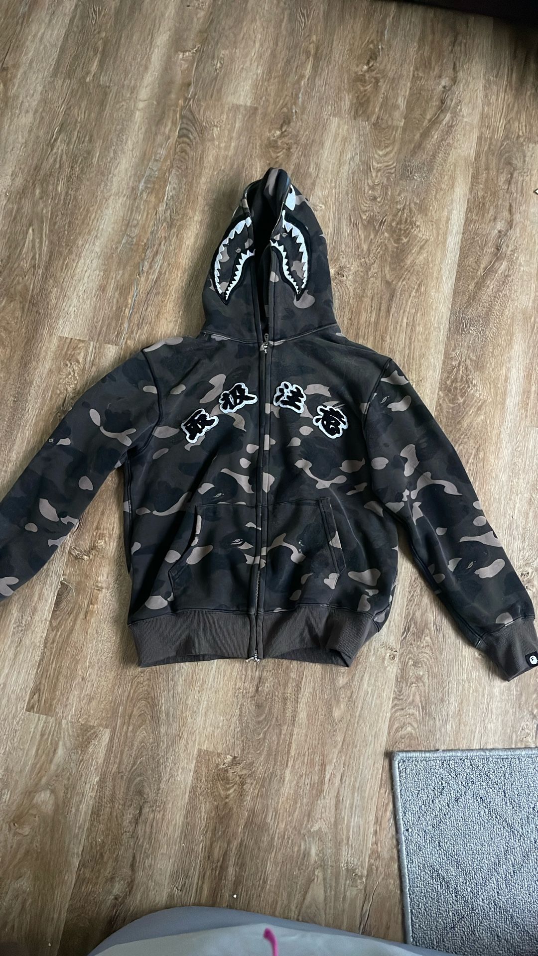 BAPE black eye patch color camo shark full zip hoodie