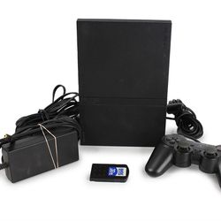 Sony PlayStation 2 Slim Black PS2 Console Cords Controller Bundle - Tested