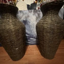 Wicker floor vase