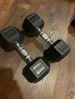 25 lb Rubber Hex Dumbbells Pair
