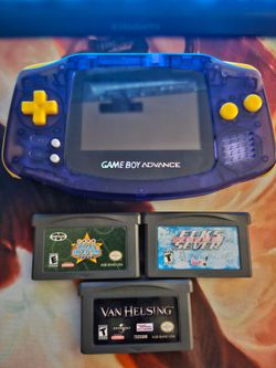 Modded Game Boy Advance IPS – Transparent Purple / Yellow (Spyro-Inspired) + 3 Games