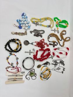 Mixed Lot of Rosaries and Religious Jewelry