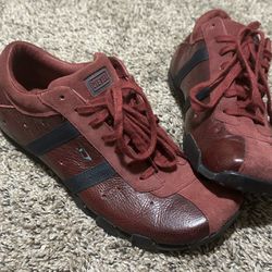 Diesel Red Leather Sneakers 