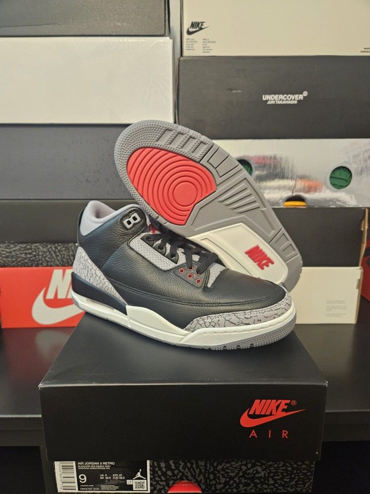 Deadstock Mens Air Jordan 3 Retro (Black Cement)