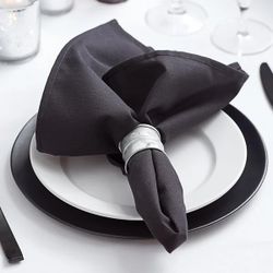 25 Polyester Cloth Napkins Black 20 Inch