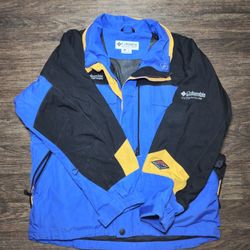 Columbia Sportswear Jacket/Raincoat Size XL Removable Hood Bolor Blue/Yellow 
