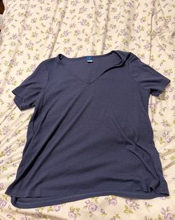 Old Navy Ribbed V-Neck Short Sleeve Top - Blue