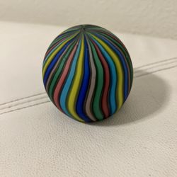 Vintage Fratelli Toso Murano Glass Candy Stripe Ribbon Paperweight Satin Finish