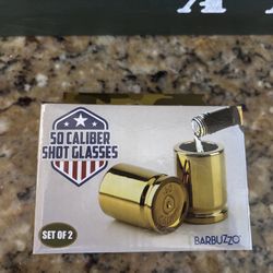 New Set Of Two 50 Caliber Shot Glasses And Used Ateam Swat Tactical Box For Display