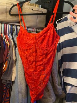 Red Lace Corset Bodysuit