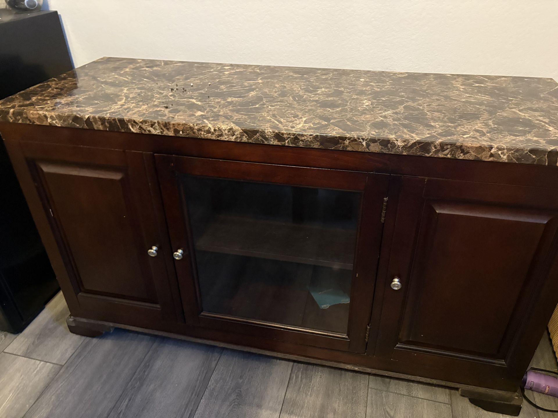 Elegant TV Stand / Console with Faux Marble Top – Great Condition!