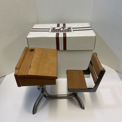 American Girl Doll Molly's School Desk Pleasant Company Retired Wood Metal Box