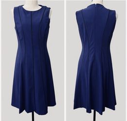 Calvin Klein sleeveless purple/navy blue dress with black piping - size 6/8