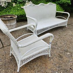 Faux Wicker Rattan Outdoor Patio Furniture Bench And Chair Set
