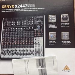 Behringer Xenyx X2442USB Input Mixer with USB / Effects Mixing Console Panel With Adam Hall Stands Rack 
