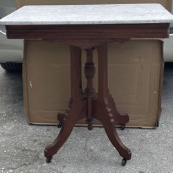 Victorian 1860-90 Marble Top Walnut Parlor Table