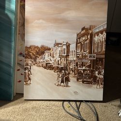 Hand paint Scene Of Naperville (Jefferson Street Circa 1910