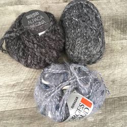 Lot of 3 Assorted Wool and Wool Blend Knitting Yarns