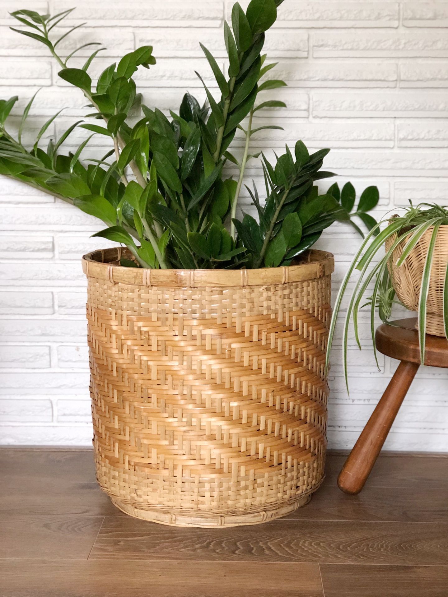 Large vintage wicker planter basket