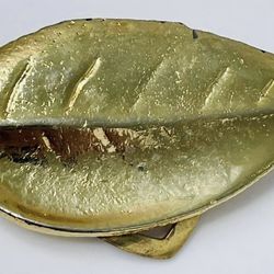 Vintage Leaf Gold Tone Jewelry Brooch Clip