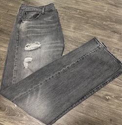 Very Good Men’s Gray “Levi Jeans” With Precut Slits Size W36 L 34