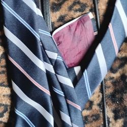 A Nice Blue, Burgundy, White & Grey Men's Tie